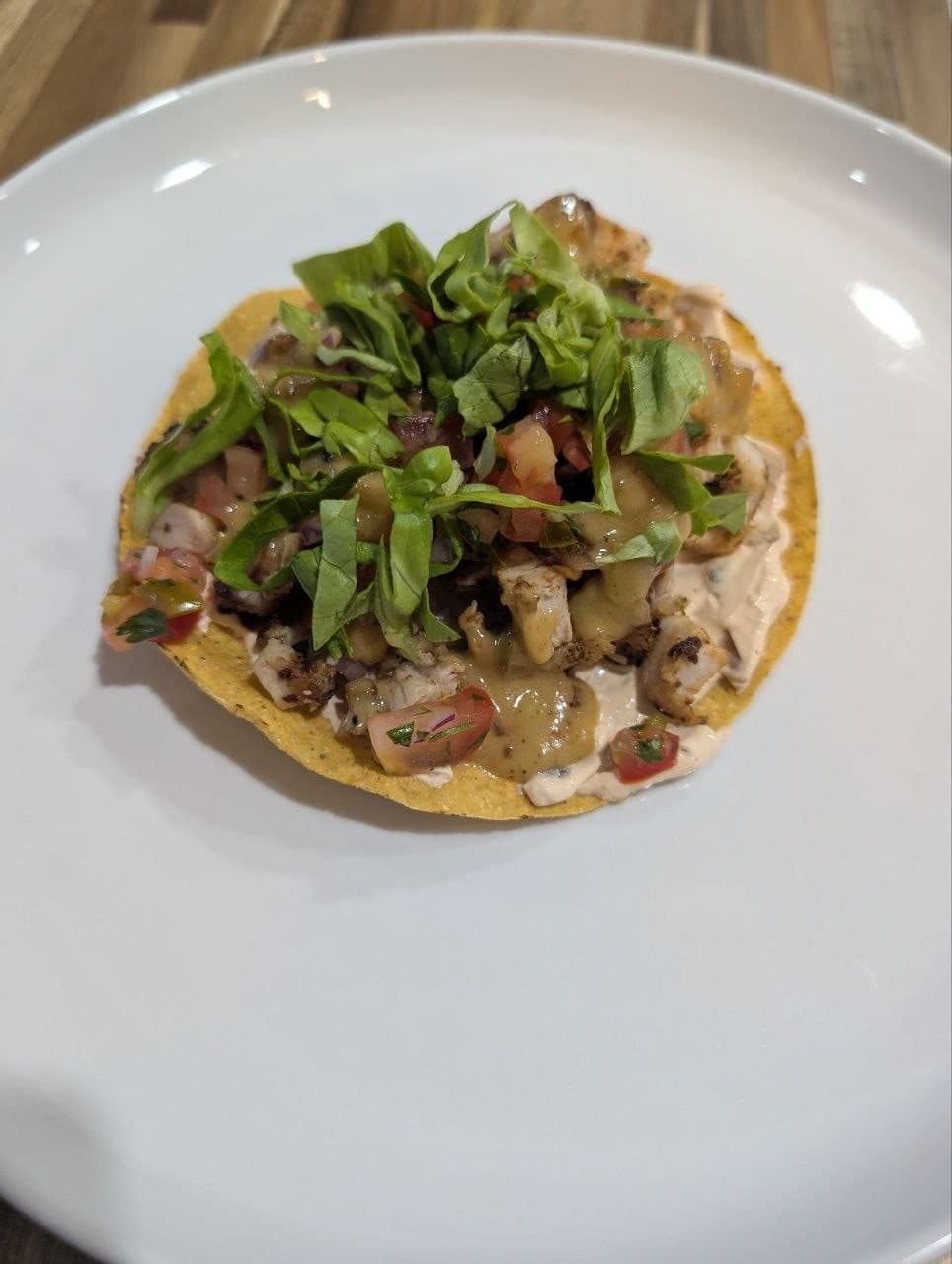 Chicken Tostadas with Queso & Pico de Gallo